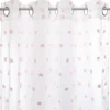 Cortina Blanca C/Pompones Rosa 140x240Cm