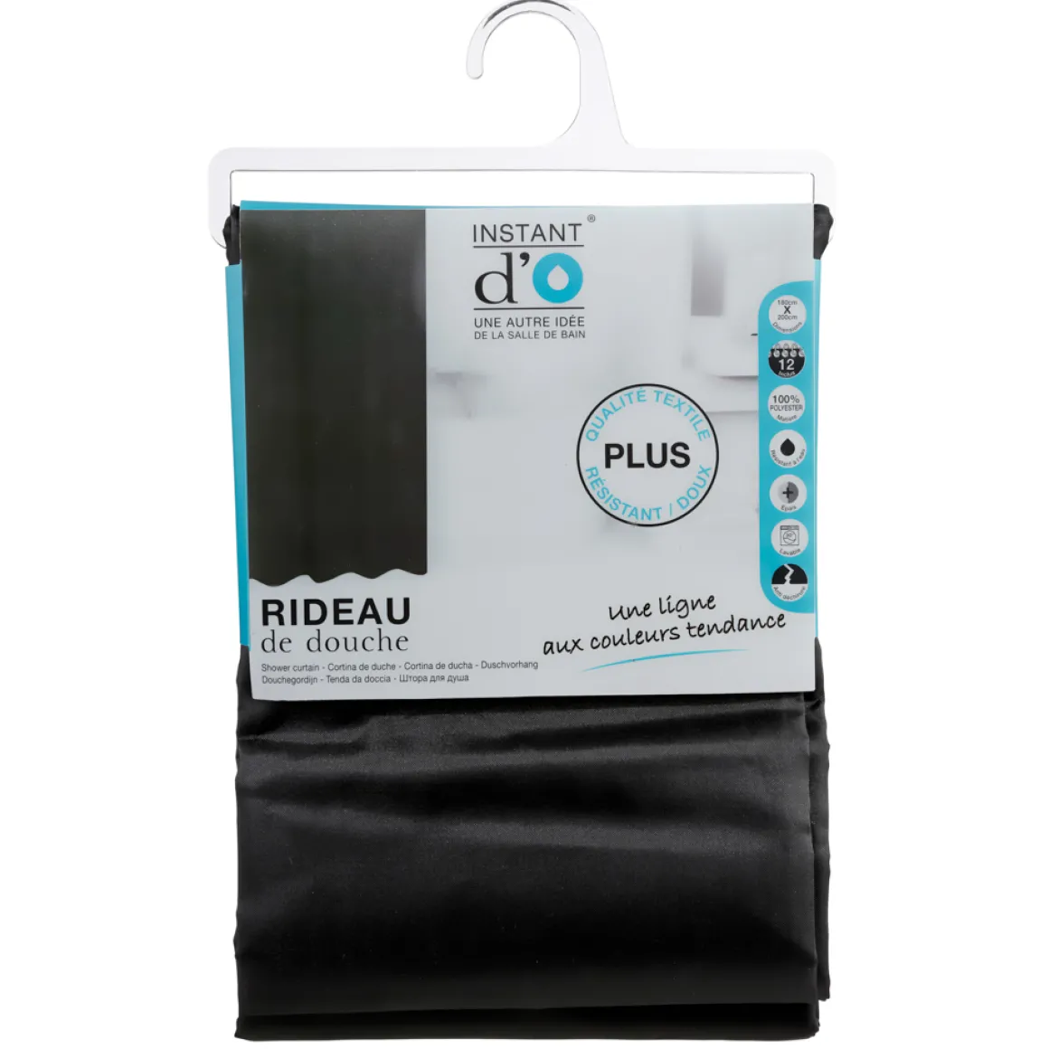 Cortina De Ducha De Poliéster Negra