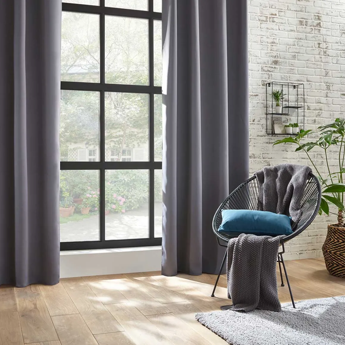 Cortina Gris Oscuro Opaca 140x260Cm