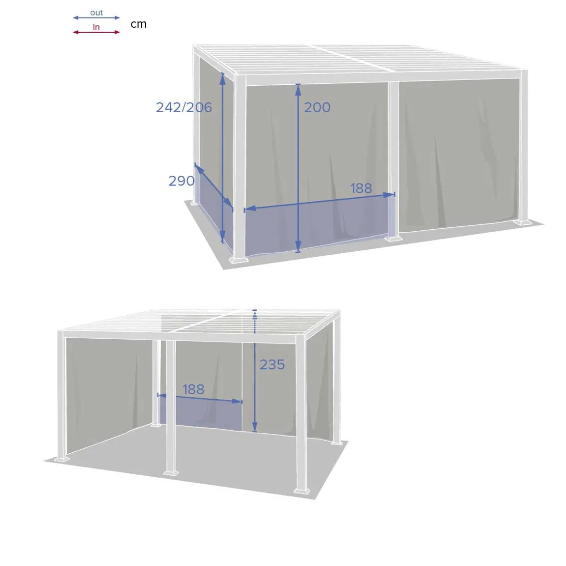 Cortinas para pérgola AVILA 4x3m