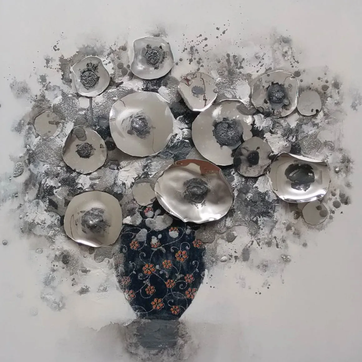 Cuadro Deco Bouquet Gris 58x58Cm