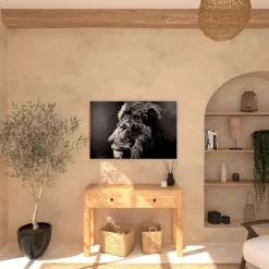 Cuadro Deco León Negro/Blanco 78x118Cm