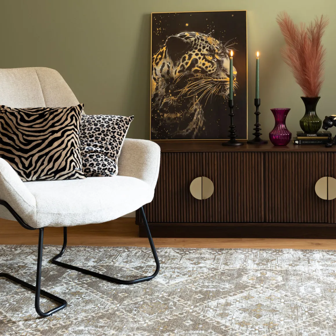 Cuadro leopardo decorativo LUPITA negro 78x58cm