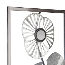 Cuadro Metálico Plateado Flor 25x61Cm