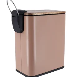 Cubo de baño con tapa en metal gris pardo 5l