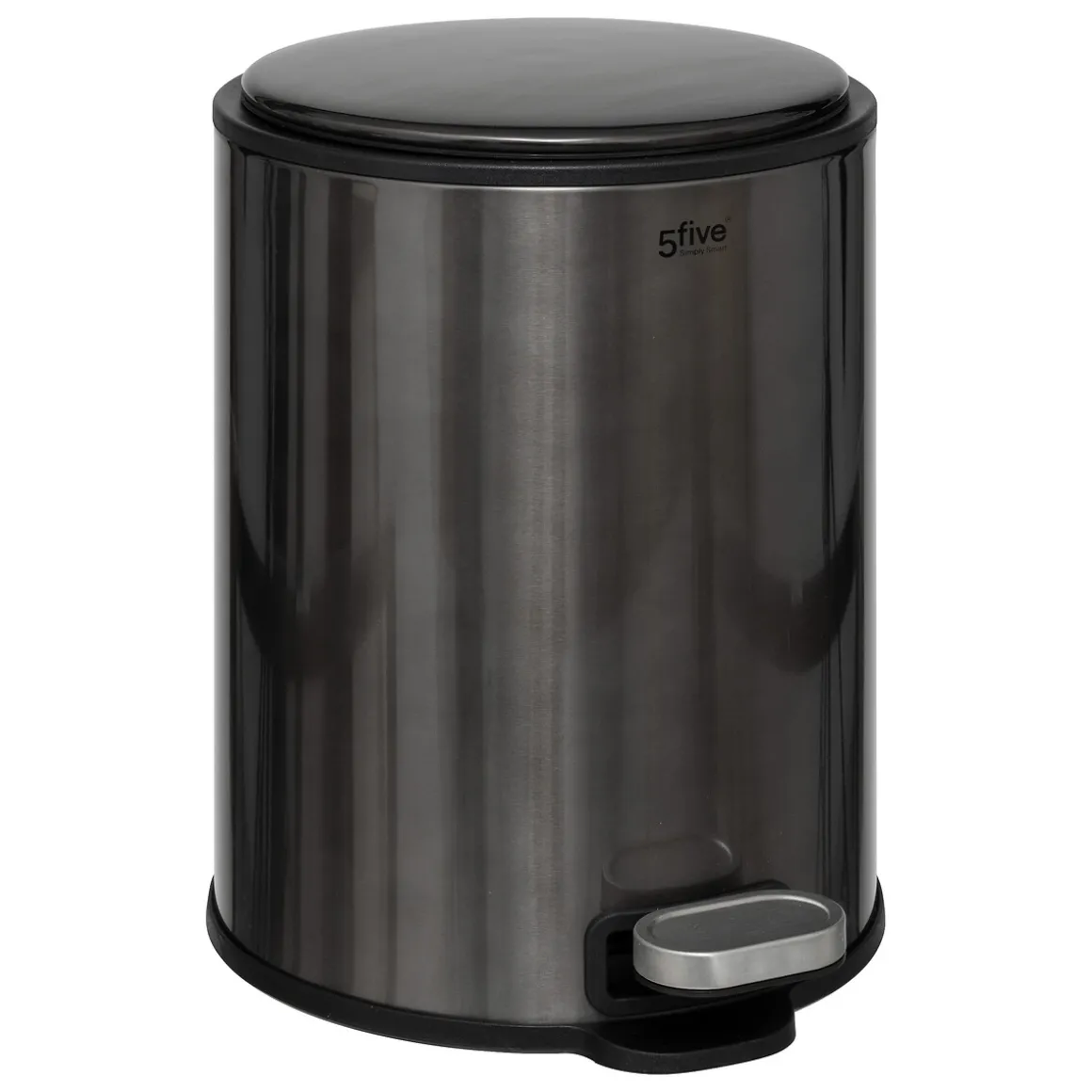 Cubo de basura negro de metal con pedal DELTA 6l