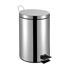 Cubo wc pedal plateado 3L