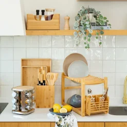 Cuchillos+Utensilios C/Soporte De Bambú