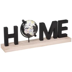 Decoración HOME de madera con globo terráqueo