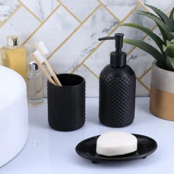 Dispensador de jabón líquido de vidrio negro 410ml