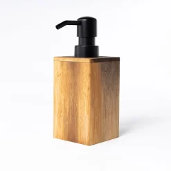 Dispensador marrón de madera acacia para jabón