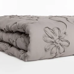 Edredón FLOWER NEST gris 220x240cm