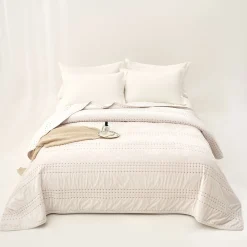 Edredón IVREA beige de terciopelo 220x240cm