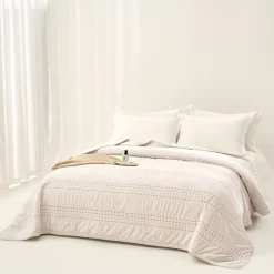 Edredón IVREA beige de terciopelo 220x240cm