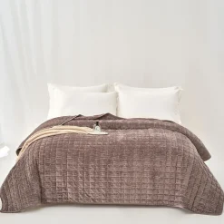 Edredón SEATTLE de terciopelo gris pardo 240x260cm