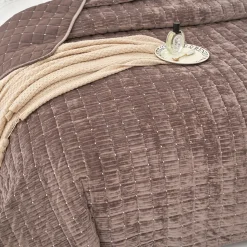 Edredón SEATTLE de terciopelo gris pardo 240x260cm