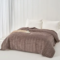 Edredón SEATTLE gris pardo de terciopelo 220x240cm