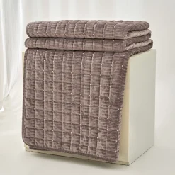 Edredón SEATTLE gris pardo de terciopelo 220x240cm