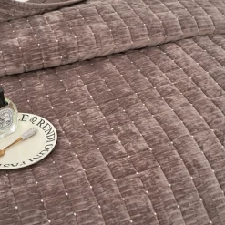 Edredón SEATTLE gris pardo de terciopelo 220x240cm