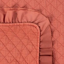 Edredón STONEWASHED terracota con volante 220x240c