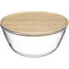 Ensaladera de vidrio 2.5L con tapa bambú