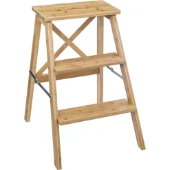 Escalera Con 3 Peldaños De Bambú