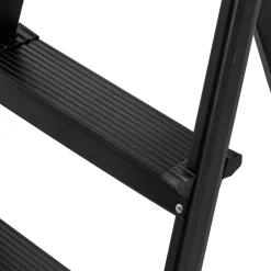 Escalera Negra Con 3 Peldaños De Aluminio 130cm