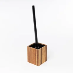 Escobilla de baño marrón de madera acacia