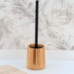 Escobilla De Baño Redonda De Bambú