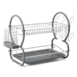 Escurreplatos 2 Niveles Metal/Plástico Gris