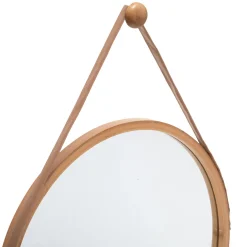 Espejo De Baño Bambú Con Asa De Cuero
