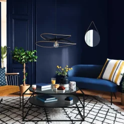 Espejo de pared ETNIC redondo negro con cuerda