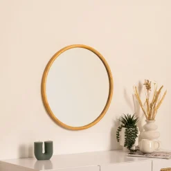 Espejo de Pared Kim Beige De Madera 55cm