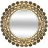 Espejo De Pared Metal Flor Dorado 91x9Cm