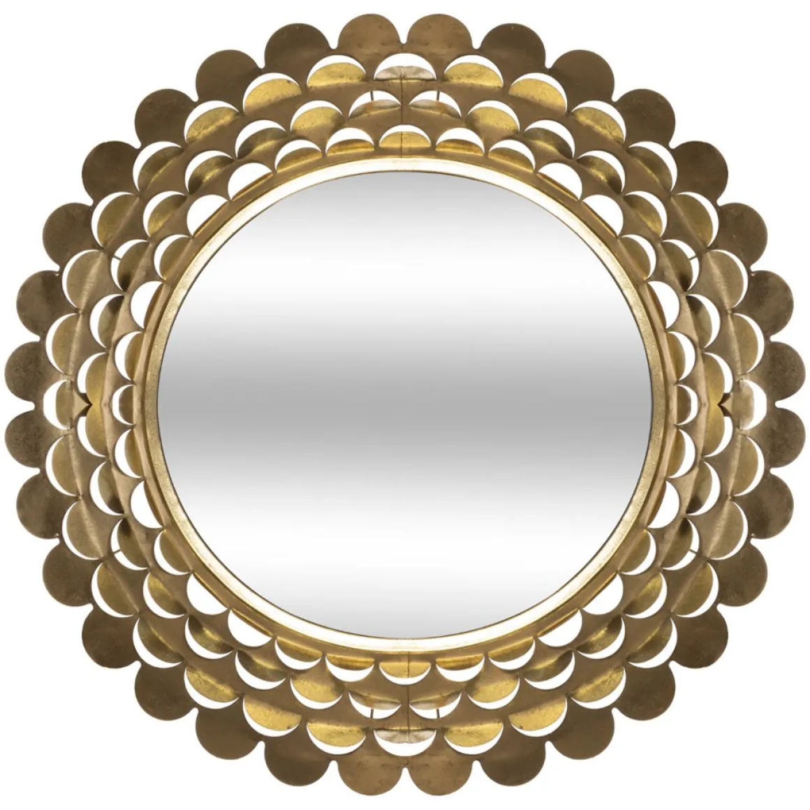 Espejo De Pared Metal Flor Dorado 91x9Cm