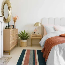 Espejo De Pared Metal Flor Dorado 91x9Cm