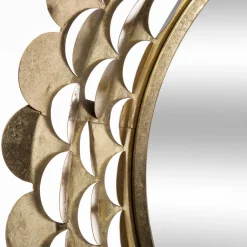 Espejo De Pared Metal Flor Dorado 91x9Cm