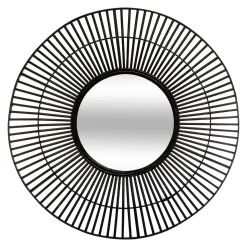 Espejo De Pared Negro De Bambú 77x4Cm