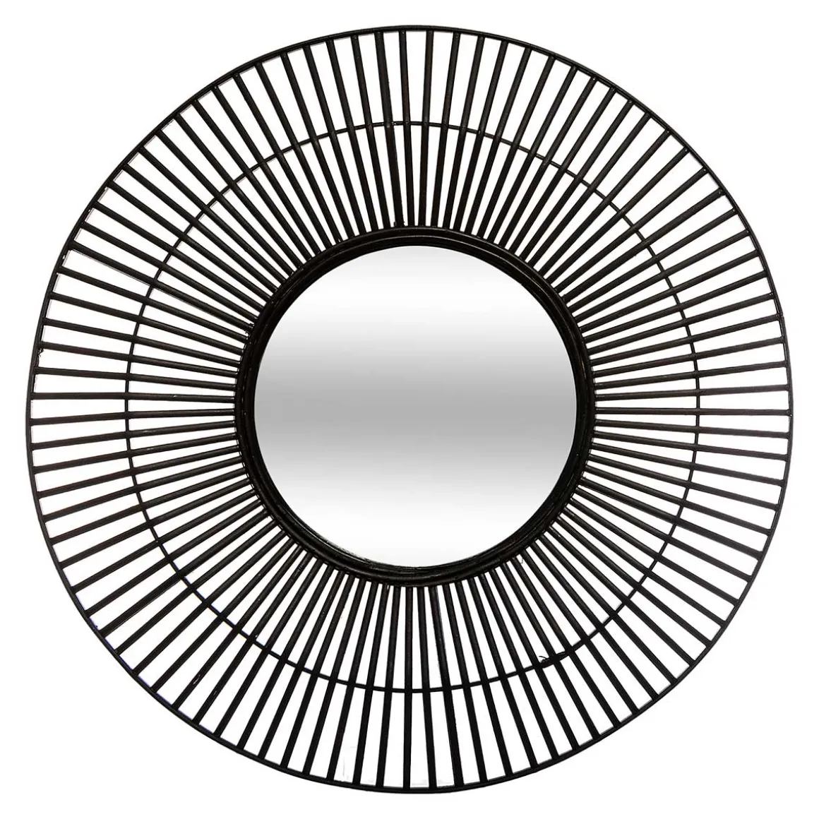 Espejo De Pared Negro De Bambú 77x4Cm