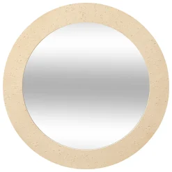 Espejo de pared redondo ANAYA beige 78cm