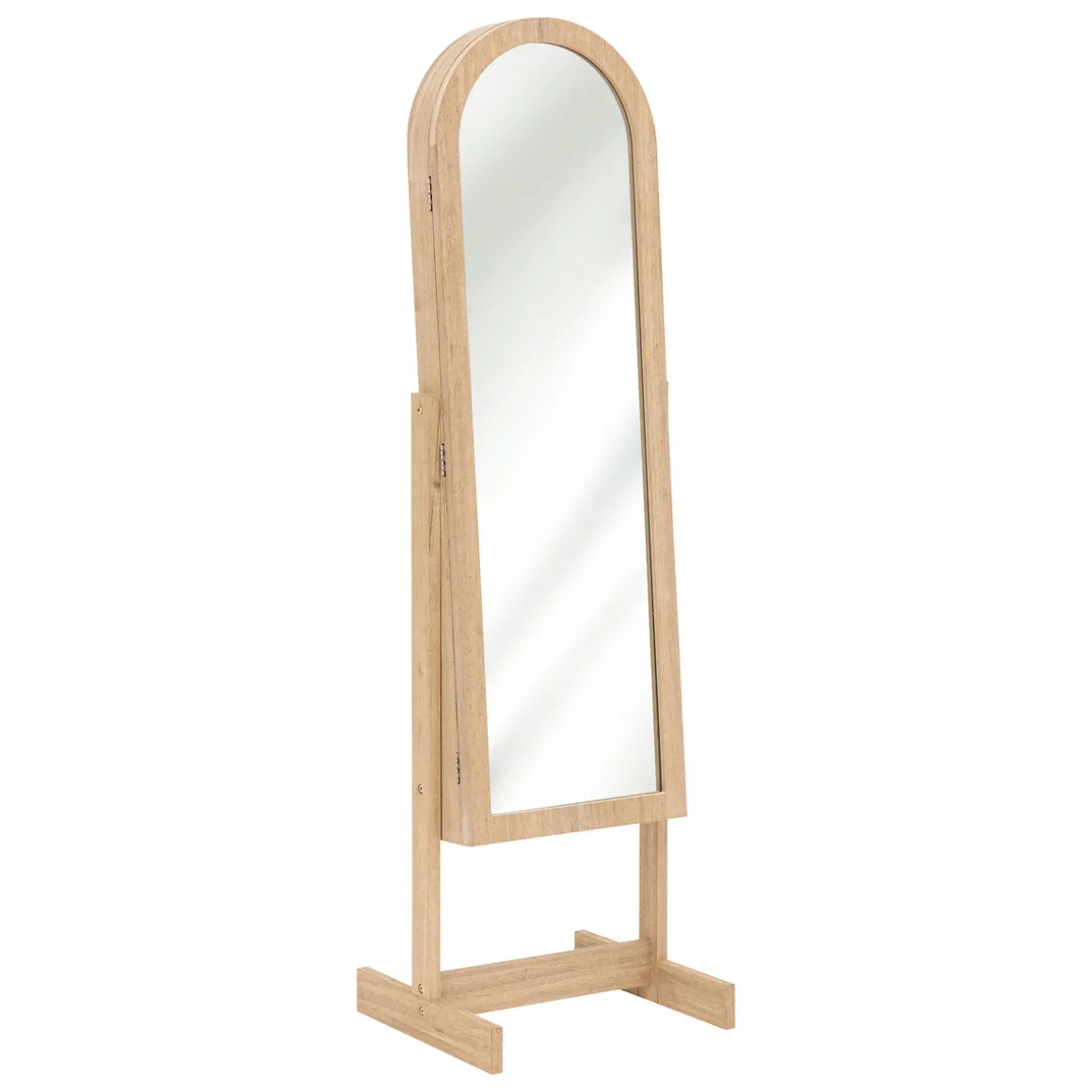 Espejo De Pie Beige Con Joyero