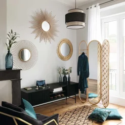 Espejo decorativo SOL marrón de metal