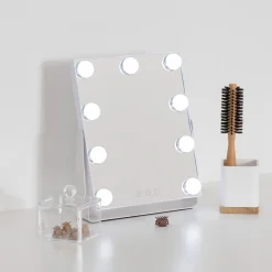 Espejo wc blanco con luz led 32cm