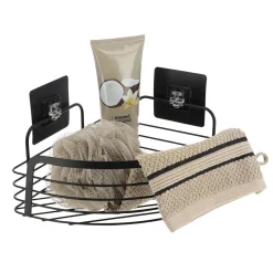 Estante De Baño Esquinero Metálico Con Adhesivo