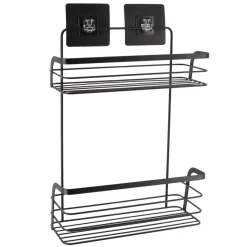 Estante De Baño Negro Con 2 Niveles