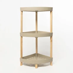 Estante esquinero con 3 niveles beige de madera