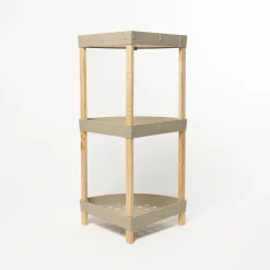 Estante esquinero con 3 niveles beige de madera