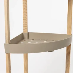 Estante esquinero con 3 niveles beige de madera