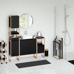 Estantería 3 Niveles Negra Bambú