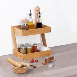 Estantería De Bambú Con 2 Baldas